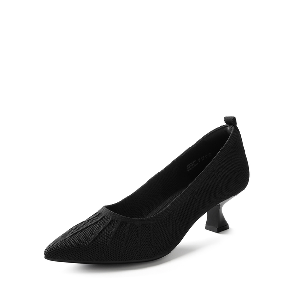 Low Kitten Heel Knit Pumps - BLACK -  0